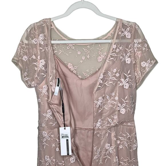 Tracy Reese Dusty Rose/ Light Pink Embroidered Dress Oatmeal lining Medium NWT - Picture 6 of 11
